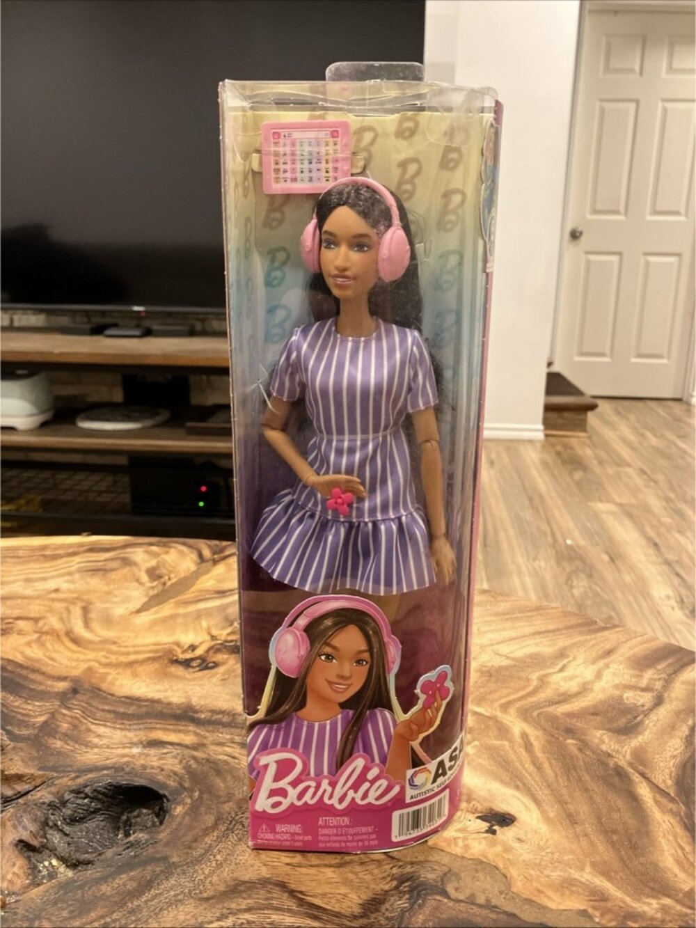 Autistic Barbie Fashionistas Doll Purple Striped Dress Autism ASAN
